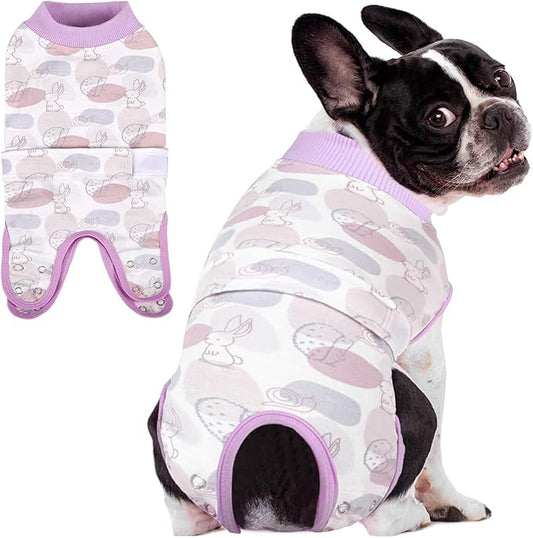 AOFITEE Dog Recovery Suit, Dog Surgical Recovery Suit for Female Dogs Male Dogs, Cozy Dog Onesie for Surgery, Cone E-Collar Alternative, Anti Licking Dog Surgical Shirt with Pee Hole, Rabbit S