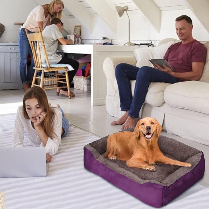 PUPPBUDD Dog Beds for Medium Dogs, Washable Dog Bed Comfortable and Breathable Pet Bed Rectangle Warming Dog Bed for Medium Dogs