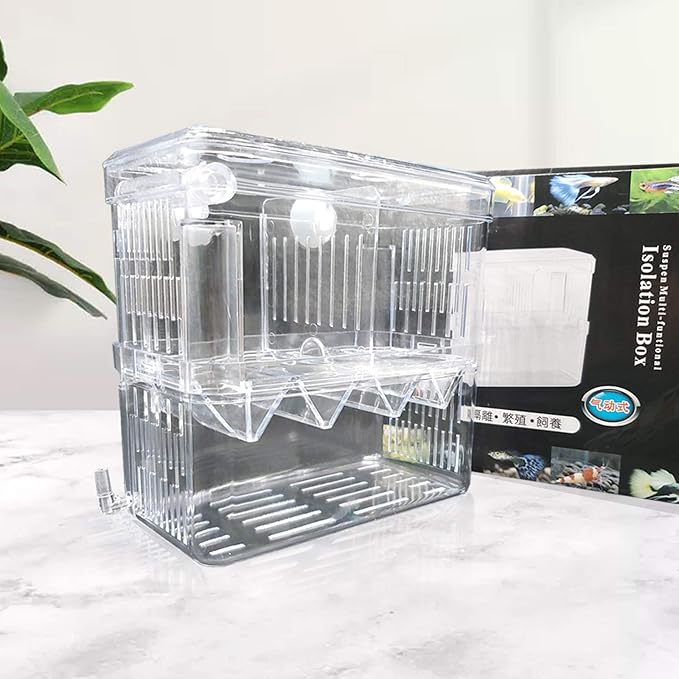 Fish Breeding Box Aquarium Fish Tank Hatchery Incubator Breeder Box Fish Breeding Tanks Acrylic White Breeder Isolation Divider Hatching Boxes with Suction Cups