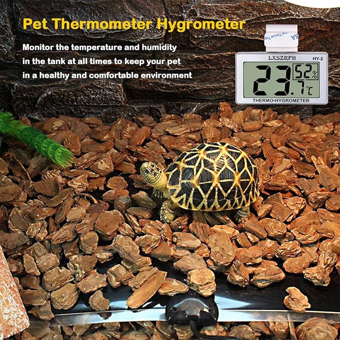 Reptile Hygrometer Thermometer LCD Display Digital Reptile Tank Hygrometer Thermometer with Hook Temperature Humidity Meter Gauge for Reptile Tanks, Terrariums, Vivarium (4 packs)