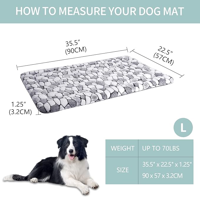 VANKEAN Dog Crate Pad Bed Mat Reversible (Cool & Warm), Soft Pet Sleeping Mat Dog Bed for Crate Suitable for Small to XX-Large Dogs and Cats, Machine Washable Crate Beds, Grey Stone Pattern