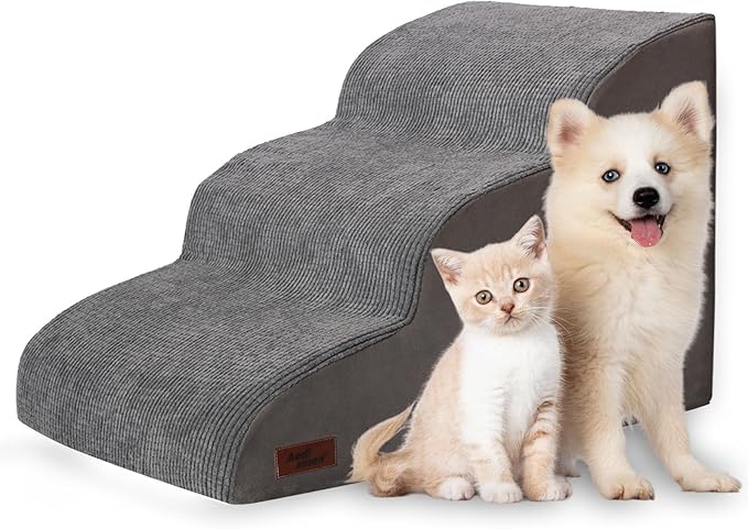 3 Tiers Dog Ramp and Stairs for Beds Or Couches - Non-Slip Sturdy Pet Steps - for Small Dogs to get on High Bed