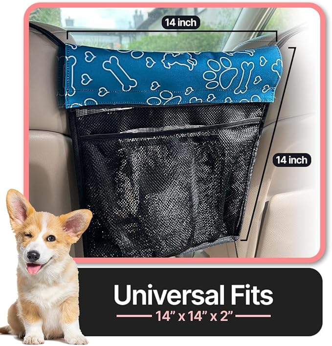 Dog Barrier for Car with Foam Padded Neck Rest, Durable Nylon Net, Car Divider for Pets, Universal Vehicle Travel Divider for Safe Driving with Children & Pets, Easy Installation Paw-Wall