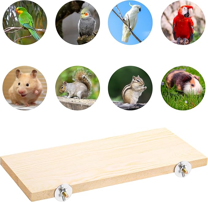 Okllen 3 Pack Bird Perch Stand, Parrot Wood Platform, Natural Wooden Perch Toys Playground Cage for Conure, Chinchilla, Parakeet, Budgie, Cockatiel