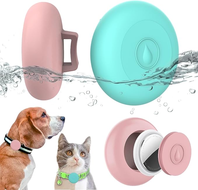 2 Pack Airtag Dog Collar Holder Waterproof, Hidden Silicone Waterproof Airtag Case for Pet Cat Dog GPS Tracker, Anti-Lost Waterproof Airtag Holders Compatible with Apple AirTag for Dog Cat Collar