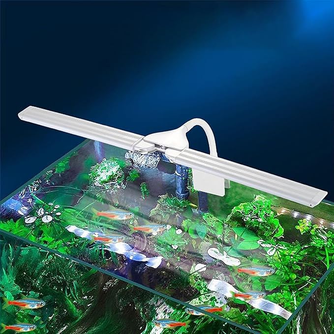 LED Aquarium Light Full Spectrum Clip Fish Tank Light Plants Light 360° Adjustable 2 Light Bar Super-Bright 13.2W Suitable for 20-50 Gal Fish Tank