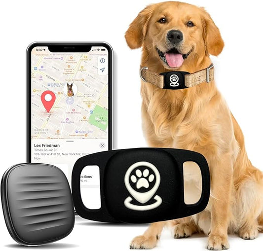 Dog Tracker Smart Pet Location Tracker with Collar Holder, Personalized Smart Item Finder, MFi Certificated Dog Tracking Device, No Monthly Fee, Works with Apple Find My (iOS Only)