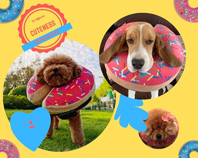 Inflatable Dog Colllar | Great Alternative to a Dog Cone or a Dog Cone Collar | Our Super Comfy Dog Donuts Make Excellent Recovery Collars for Dogs | Suitable for Large Dogs (Pink)