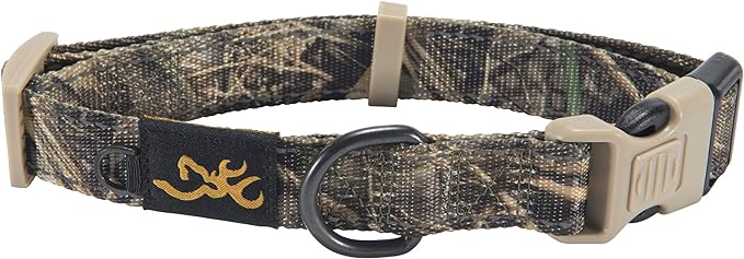 Browning Classic Preformance Webbing Pet Collar, Fully Adjustable, Available in Solid Colors and Camo Patterns, Realtree MAX-7, Large