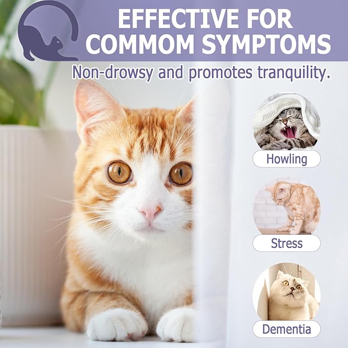 Melatonin for Cats, Cat Calming Melatonin, Cat Stress and Anxiety Relief, Cat Melatonin Calming Treats for Sleep