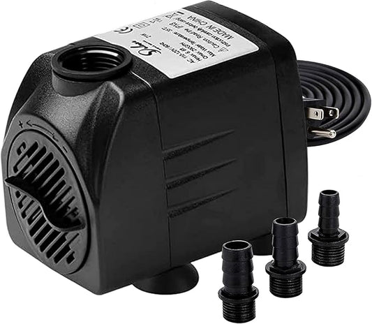 Simple Deluxe 290 GPH Water Table Pump with Adjustable Intake for Fish Tank, Hydroponics, Aquaponics, Fountains, Ponds, Statuary, Aquariums & Inline, Black