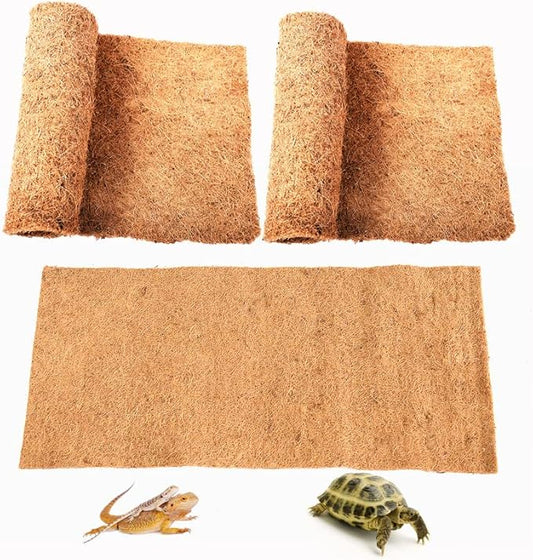 Reptile Carpet Natural Coconut Fiber, 36" x 18" Tortoise Carpet Mat for Pet Terrarium Liner, Reptile Bedding Supplies for Lizard, Snake, Chameleon, Turtle, Bearded Dragon (2 Pack)