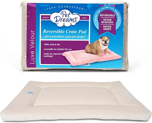 Pet Dreams Dog Crate Pad is The Original Dog Crate Bed, Kennel Mat, Washable, Crate Pads for Dog Cages, Kennel Bed, Non Toxic, Reversible, Perfect Cat Bed for Indoor Cats (Ivory, Large 36 Inch)