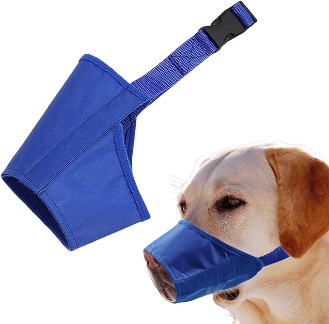 Parts Express Dog Muzzle, Soft Anti-Biting Barking Chewing Muzzle, Breathable Waterproof Adjustable Muzzle for Small Medium,Large Dogs,Blue (L)