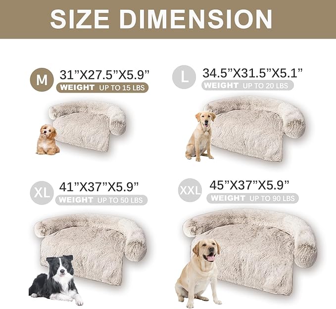 Tinaco Luxurious Calming Dogs/Cats Bed Mats, Washable Removable Couch Cover, Plush Long Fur Mat for Pets, Waterproof Lining, Perfect for Small, Medium and Large Dogs and Cats (Gradient Brown, M)