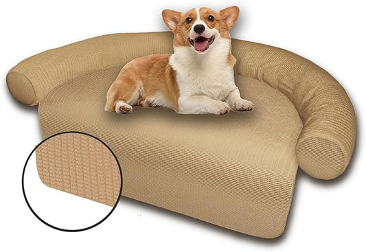 Dogs/Cats Bed Mats, Couch Cover for dogs, Sofa Style Luxurious Mat for Pets, Waterproof Lining and Nonskid Bottom Perfect on Dog Crate, Cat Cage or in The Car. (Brown Waffle, L)