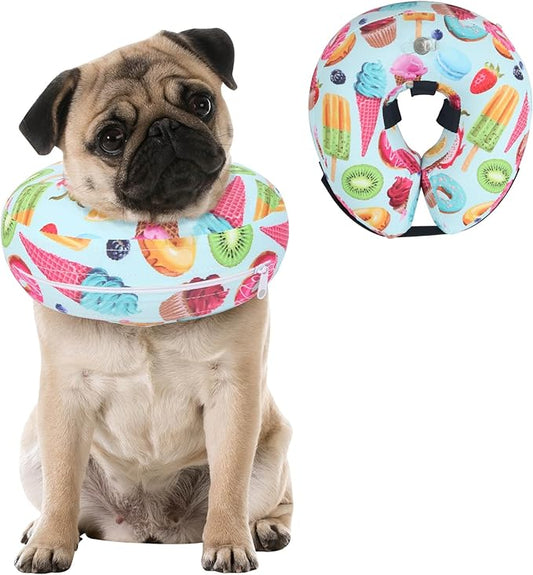 Protective Inflatable Dog Cone After Surgery, Soft Inflatable Donut Collar for Dogs and Cats, Prevent from Biting & Scratching, Not Block Vision (Blue Cone Collar M)