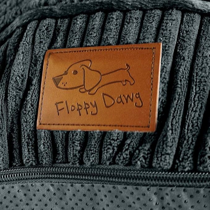 Floppy Dawg Large Dog Bed Replacement Cover. Removable and Machine Washable Cover for Mattress and Rectangular Pillow Beds. 40L x 28W. Gray with Gray Top.