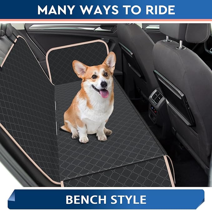 Dog Car Seat Cover Dog Seat Cover for Back Seat Scratch Prevention Dog Hammock Protects Against Dirt Dog Seat Covers for Cars Fits for Small SUVs and Trucks 60"x 64", Khaki