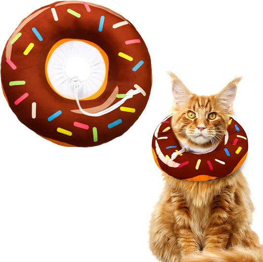 Cat Cone Collar Soft, Cat Recovery Collar for Wound Healing Cute Cat Donut Adjustable Cat Cones to Stop Licking Comfortable Lightweight Neck Elizabethan Collars for Cats Kittens After Surgery