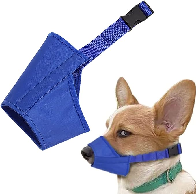 Parts Express Dog Muzzle, Soft Anti-Biting Barking Chewing Muzzle, Breathable Waterproof Adjustable Muzzle for Small Medium Dogs,Blue (M)