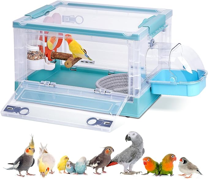 Bird Carrier Travel Cage Portable Parrot Travel Cage Large Bird Carrier Bag Backpack Box Breathable Bird Cage for Cockatiel Parrot Parakeet Budgie Green Cheek Conure Lovebird Long Tail Bird