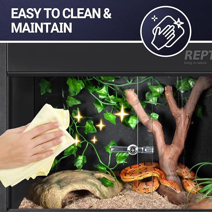 REPTI ZOO 68 Gallon PVC Reptile Terrariums, 48x18x18 Reptile Tanks Enclosure for Bearded Dragon Ball Python Snake Gecko, PVC Reptile Lounge Habitat with Glass Sliding Door & Top Screen Ventilation