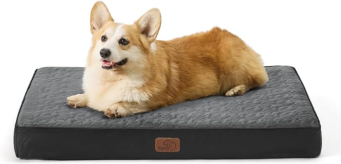 Bedsure Orthopedic Dog Bed for Medium Dogs - Memory Foam Dog Beds, 2-Layer Thick Pet Bed with Removable Washable Cover and Waterproof Lining (30x20x3 Inches), Black