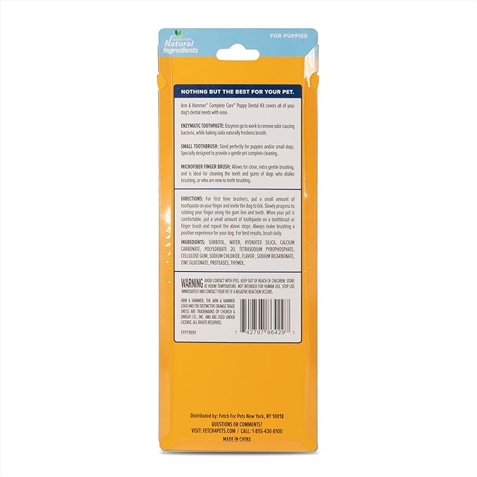 Arm & Hammer for Pets Complete Care Puppy Dental Kit | includes 2.5 oz Dog Toothpaste in Peanut Butter Flavor, Small Dog Toothbrush for Small Dogs and Puppies, and Microfiber Finger Brush