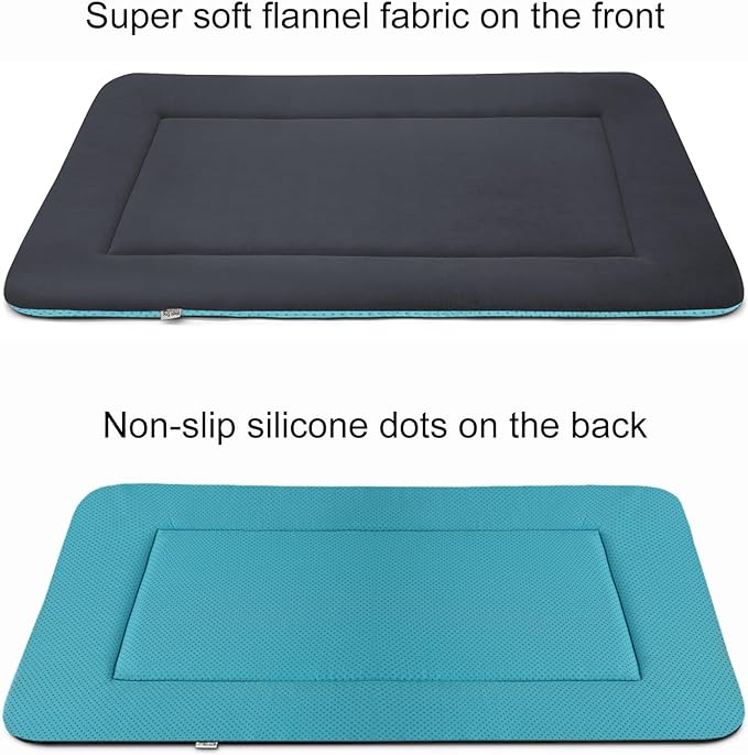 Magic Dog Large Dog Bed Soft Dog Crate Pad Mat, 42-Inch Washable Comfy Kennel Pad with Anti Slip Bottom Pet Sleeping Beds, Dark Grey