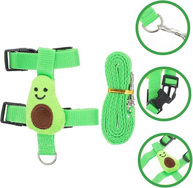 1 Set Rabbit Leash Hedgehog Avocado Leash Mini Pig Harness Ferret Walking Vest Bunny Harness and Leash for Rabbits Rabbit Harness kit Bunny Harness Large Polyester pet Hamster