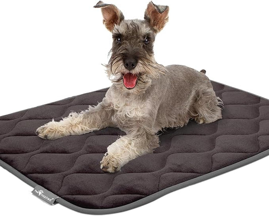 Paw Inspired Washable Padded Crate Mats for Dogs | 35” x 22” Pad, Fits 36-inch Kennels | Leakproof, Plush Pet Beds (Gray)