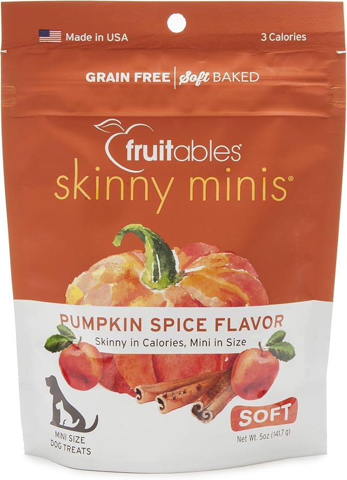 Fruitables Skinny Mini Dog Treats | Healthy Treats for Dogs | Low Calorie Training Treats | Free of Wheat, Corn and Soy | Pumpkin Spice | 5 Ounces