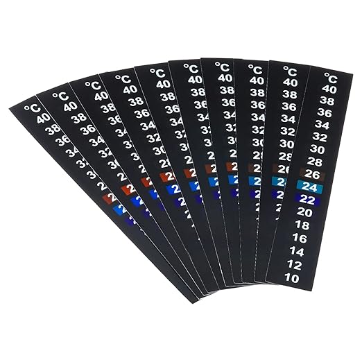 PATIKIL Aquarium Thermometer Sticker, 10Pcs Fish Tank Thermometer Stick On Betta Fish Tank Digital Water Temperature Strips Adhesive for Terrarium Tank Brewing Wine, 10-40℃