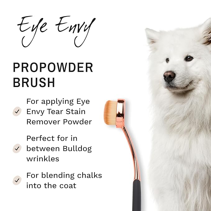 Eye Envy ProPowder Applicator Brush for Dogs and Cats | Use to Safely and Evenly Apply Tear Stain Powder | Large | Washable Superfine Fiber Hair | Long Tapered Bristles | Ergonomic Handle