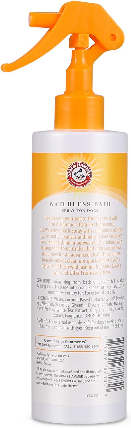 Arm & Hammer for Pets Ultra Fresh Waterless Bath Spray for Dogs in White Jasmine Scent | Dry Dog Shampoo, Dog Spray | Waterless Dog Shampoo and Dog Deodorizing Spray, Dog Spray Deodorizer Perfume