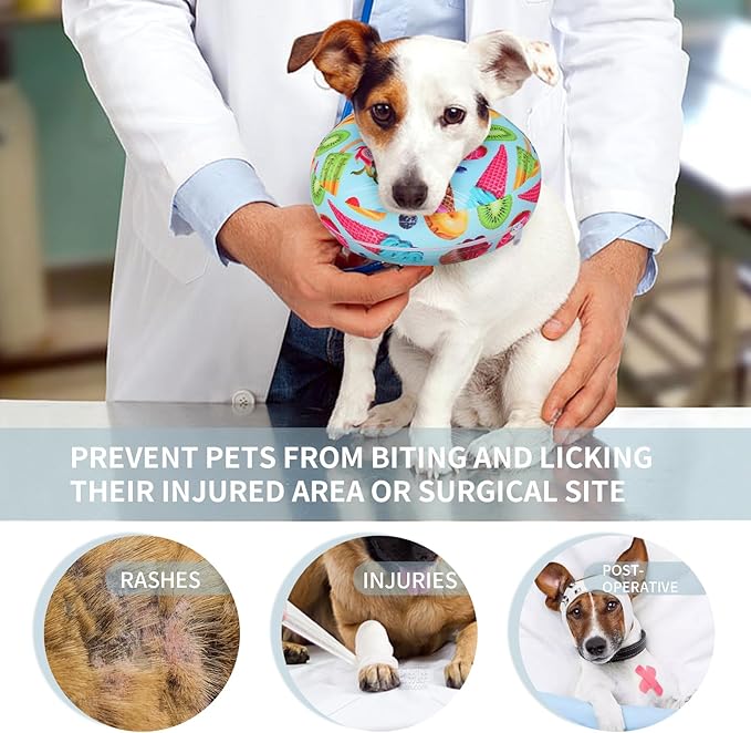 Protective Inflatable Dog Cone After Surgery, Soft Inflatable Donut Collar for Dogs and Cats, Prevent from Biting & Scratching, Not Block Vision (Blue Cone Collar M)