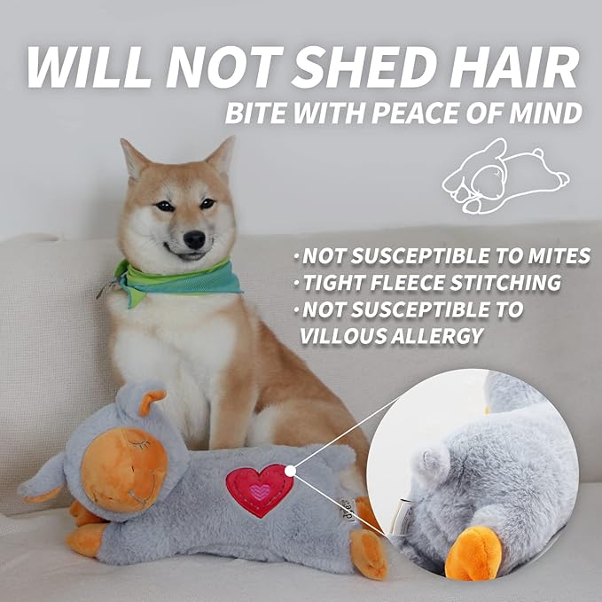 ALL FOR PAWS Dog Stuffed Animals with Heartbeat,Small Dog Toys for Dog Anxiety Relief,Puppy Behavioral Training Aid Toy Dog Stuff (Grey Sheep(Double Heartbeat))
