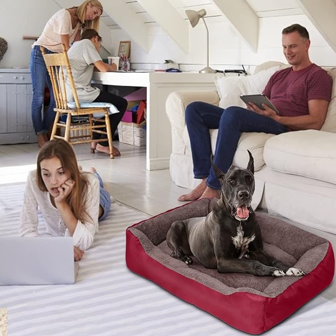 PUPPBUDD Dog Beds for Extra Large Dogs, Rectangle Washable Dog Bed Comfortable and Breathable Pet Sofa Warming Orthopedic Dog Bed for Jumbo Dogs