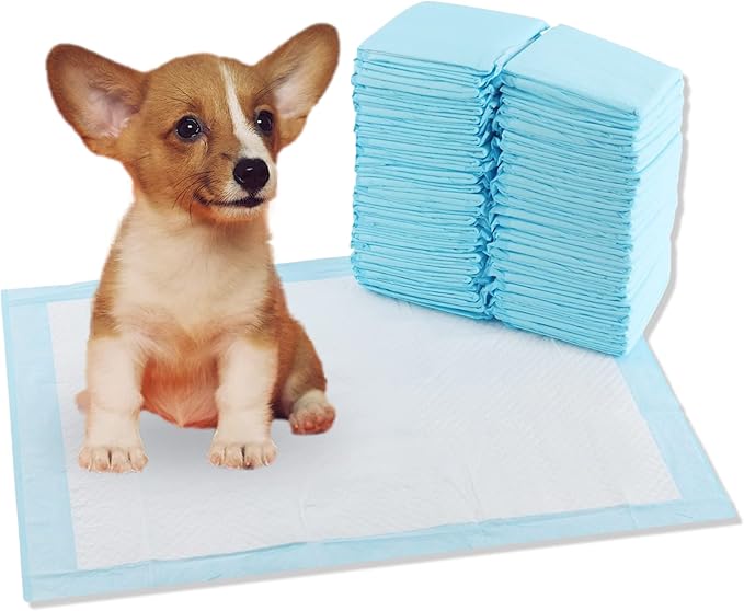 (100-Pack) 17.8"x23.5" (45x60cm) Quick-Dry Dog and Puppy Toilet Training Pads - Ultra Absorbent Pet Pee Pads - with Leak-Proof Moisture Locking Technology - Perfect for Medium Dogs, Cats, and Rabbits