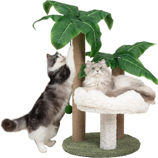 Cat Scratching Post Palm Tree with Bed Cloud Cute Cat Tree for Indoor Large Cats 3 Scratching Poles Sisal Hanging Balls for Cat Perch Cat Scratcher for Kitten and Adult Cats Tower Climber