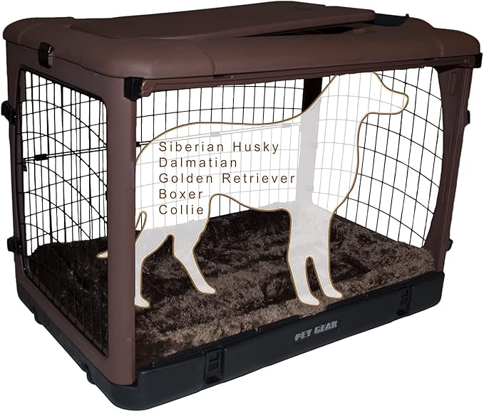 Pet Gear “The Other Door” 4 Door Steel Crate for Dogs/Cats with Garage-Style Door, Includes Plush Bed + Travel Bag, No Tools Required, 3 Models, 3 Colors