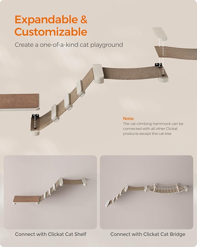 Feandrea Clickat Collection - No.002 Cat Climbing Hammock Spare Part Kit, Replacement Cotton-Linen Fabric, Soft and Breathable, Machine Washable, Easy to Attach and Detach