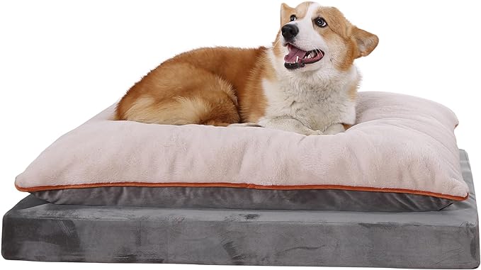 Amazon Basics Plush Orthopedic Pillow Dog Pet Bed with Removable Cover, X-Large, 40 x 30 x 8.5 inches, Grey