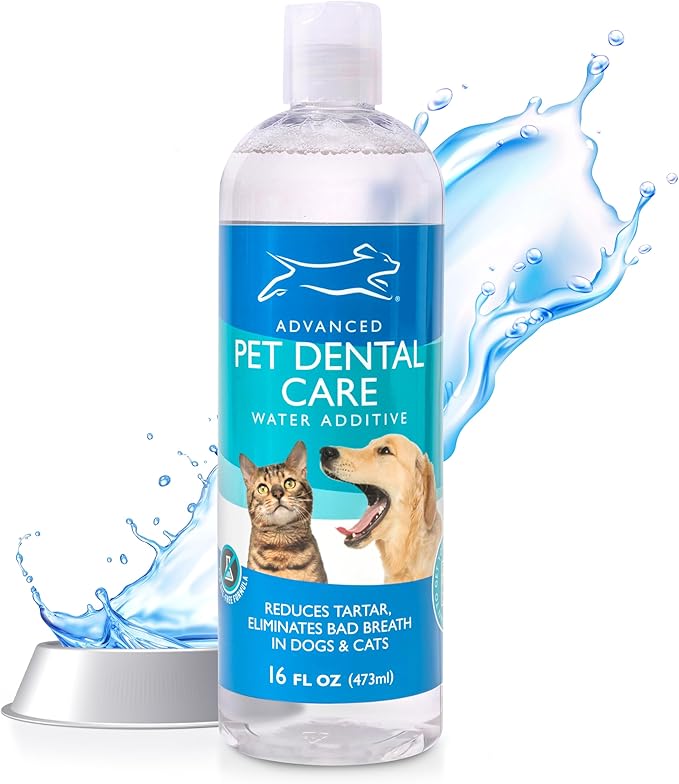 Emmy's Best EBPP Advanced Pet Dental Care Water Additive - Premium Cat & Dog Dental Care and Dog Breath Freshener - No Brush Formula Tartar & Plaque Remover for Dogs Teeth