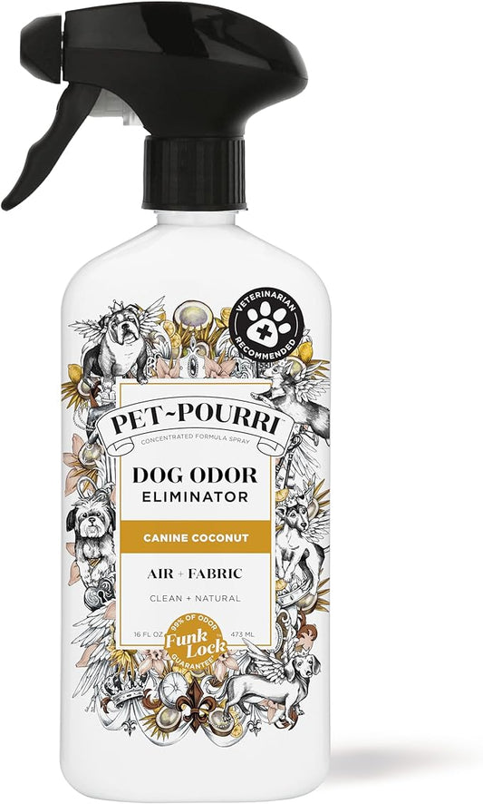 Pet-Pourri Pet Odor Air + Fabric Odor Eliminator Spray, Canine Coconut, 16 Fl Oz