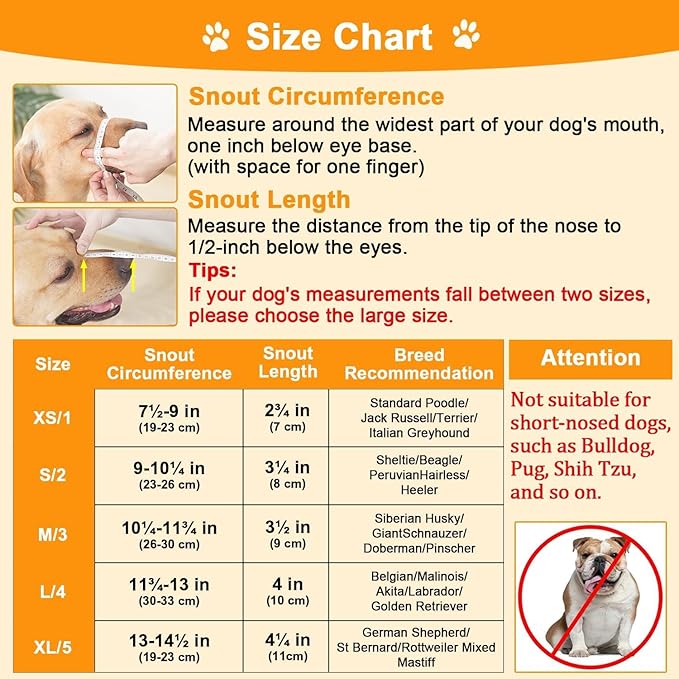 Mayerzon Dog Muzzle, Breathable Basket Muzzles for Small, Medium, Large and X-Large Dogs, Stop Biting, Barking and Chewing, Best for Aggressive Dogs