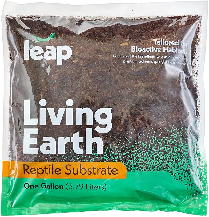 Leap Habitats Living Earth Substrate - Bioactive Ready Terrarium Bedding Mix for Reptiles, Frogs, Snakes, Geckos, and Lizard Habitats, Supports Microfauna with Coconut Coir, Sphagnum, Fir Bark