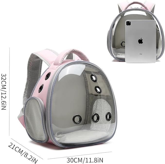 Portable Travel pet Backpack Carrier Hamster Bag Guinea Pig Bird small dog cat Backpack Turtle Carrier Rabbit Cage Rabbit Guinea Pig Squirrel Bearded Dragon Breathable Hangbag (pink)