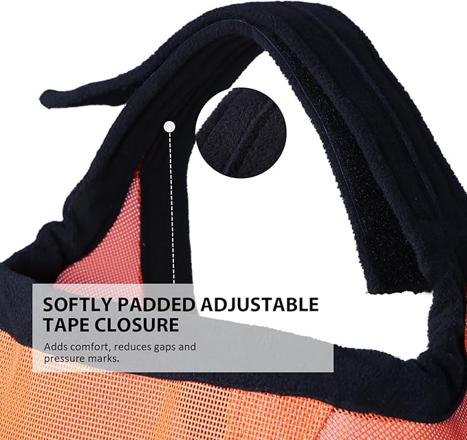 Harrison Howard Cattle Livestock Fly Mask Breathable Mesh Padded Edging with Fun Patterns Large Spacing Forelock Opening Design Adjustable Fit for Cattle Orange